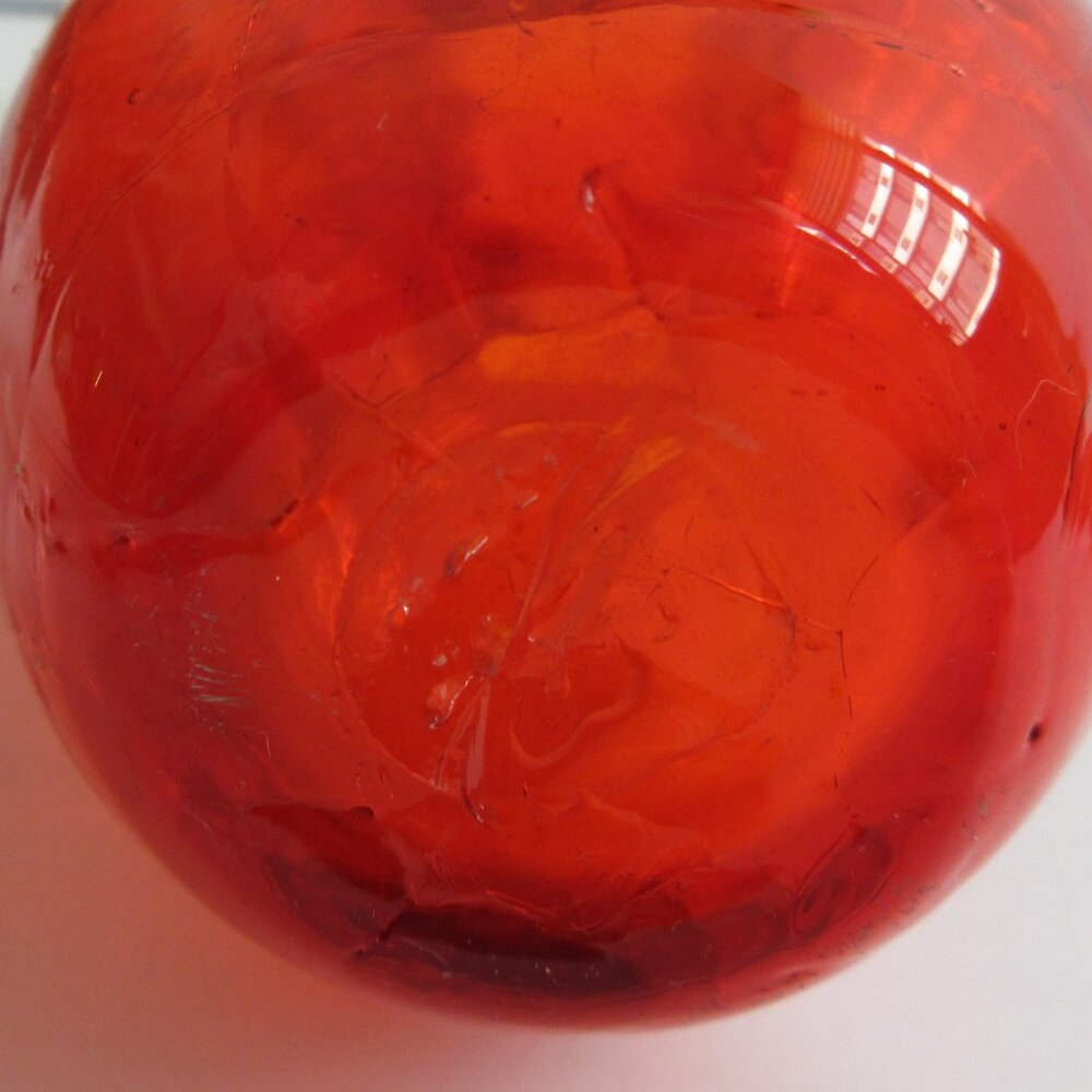 2 Red Crackle Glass Ruffled Top Clear Handle Mini Pitcher Bud Vase 4" - Picture 7 of 16